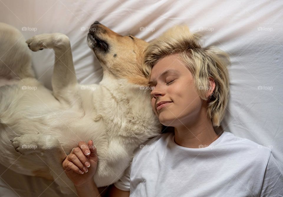 woman and her dog