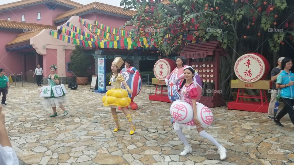 Hong Kong Easter Parade. In Ngong Ping Village on Lantau Island. 