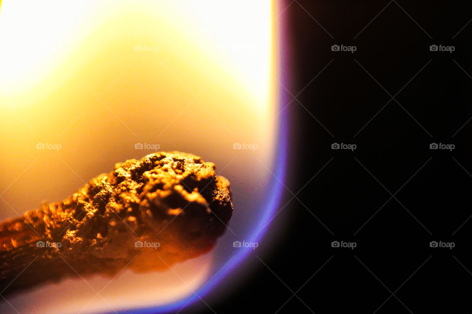 burning match stick macro capture