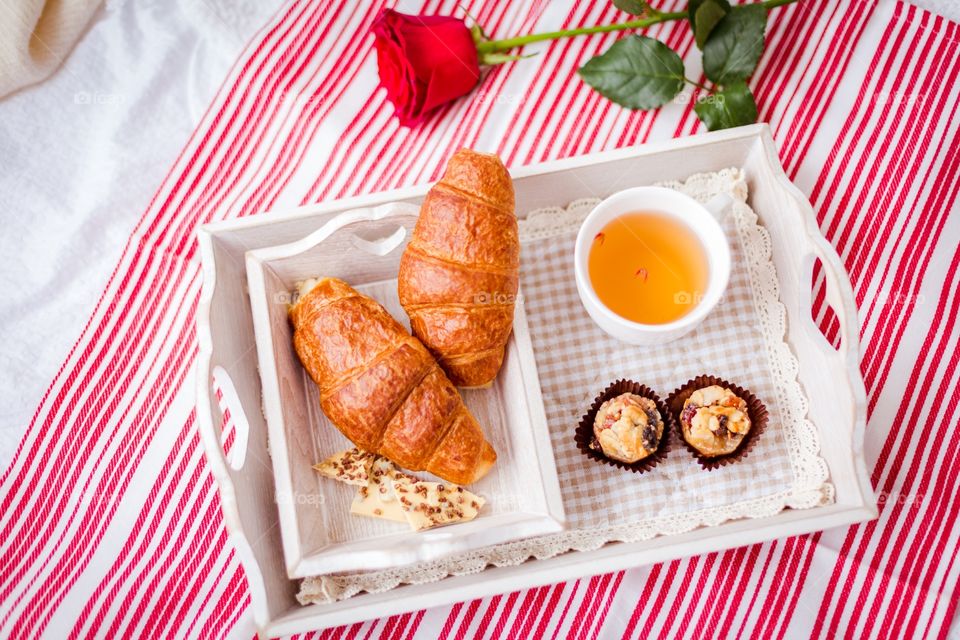 Morning breakfast in bed