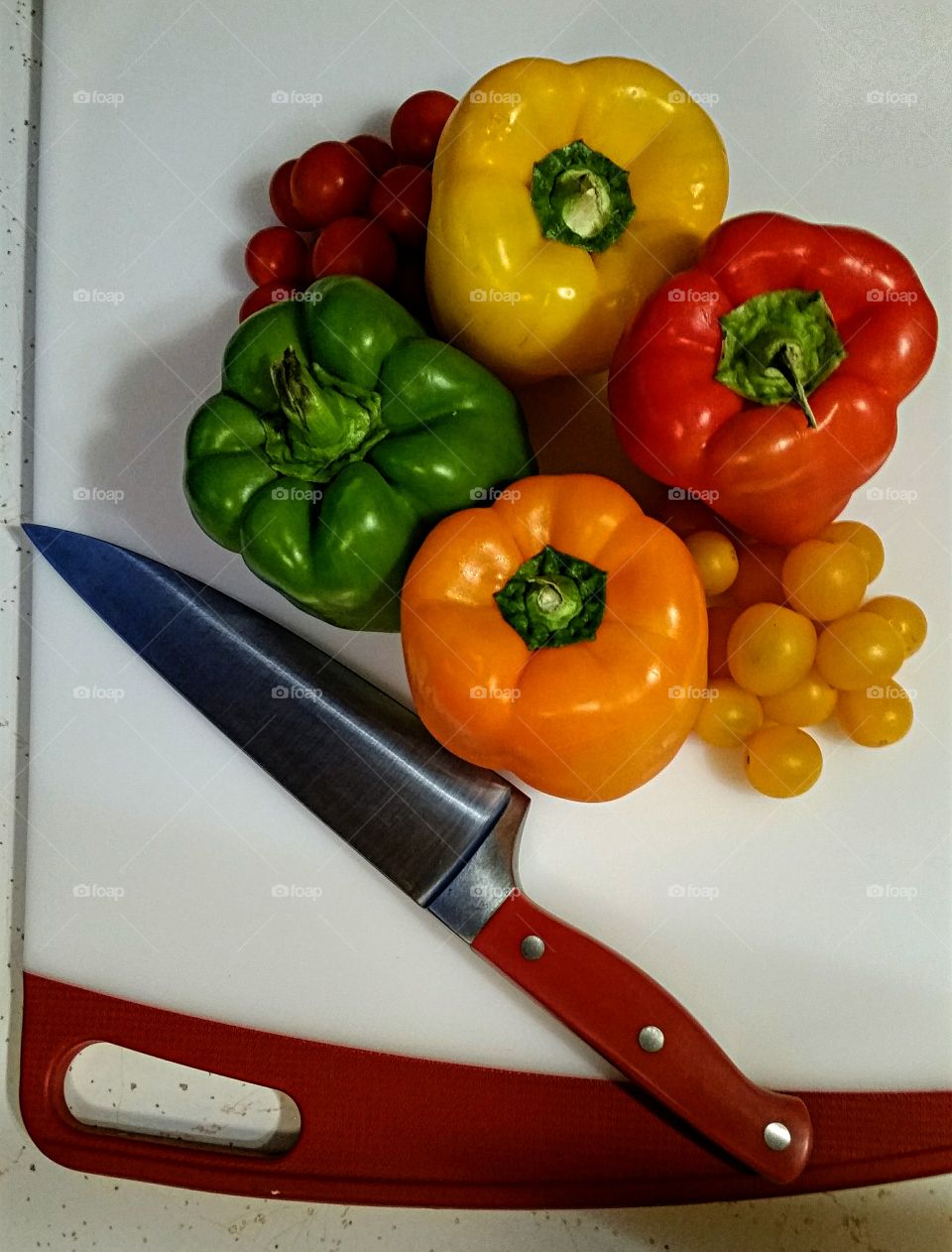 Colorful vegetables on cutting board