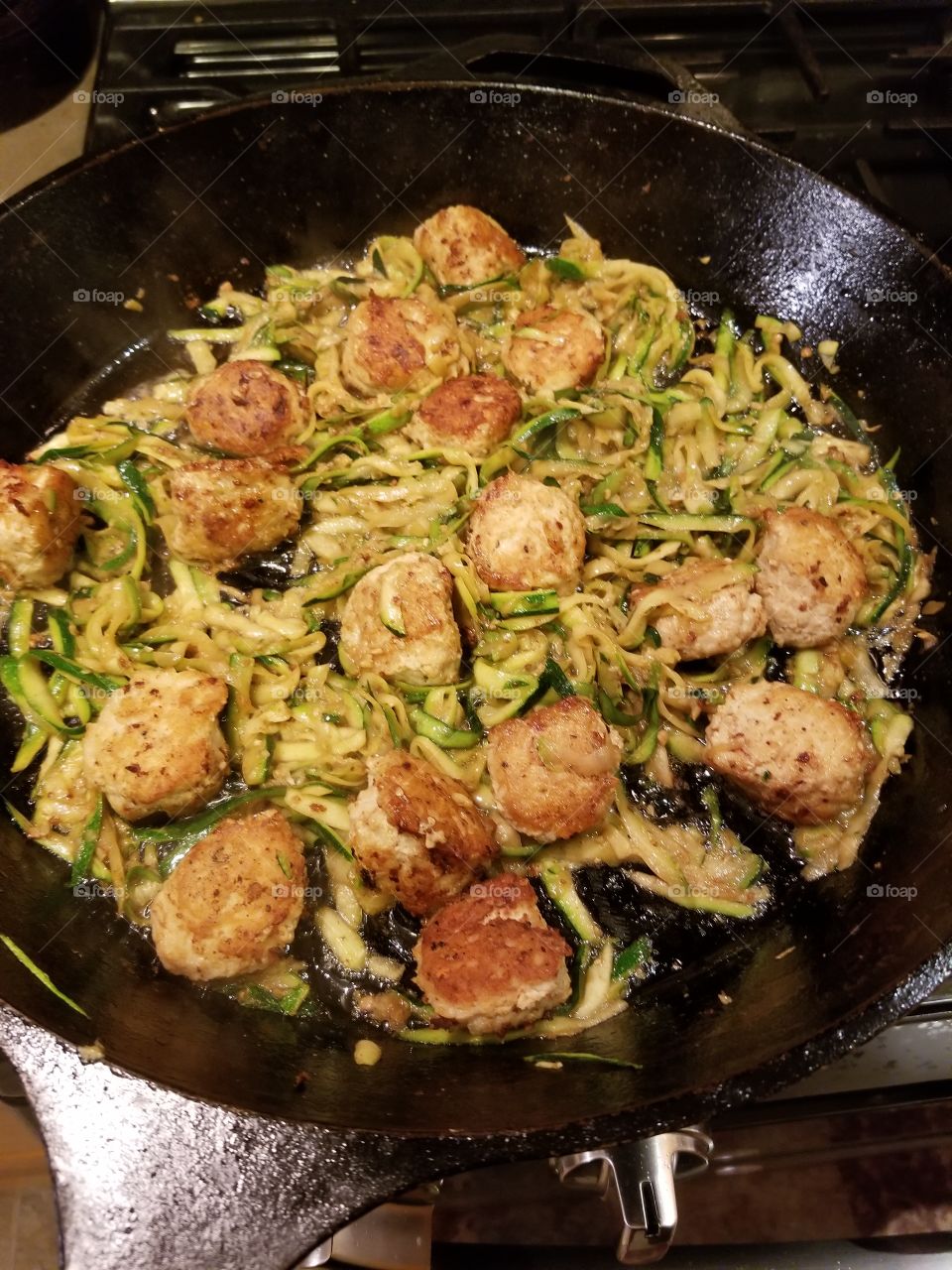 Garlic butter meatballs with zoodles