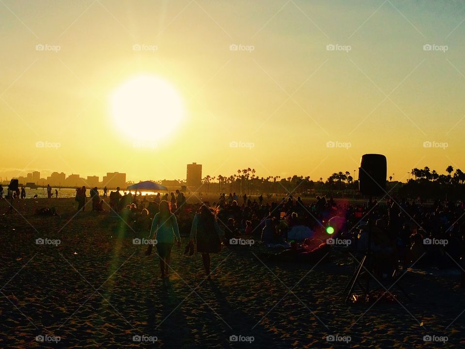 Movie showing at the beach 