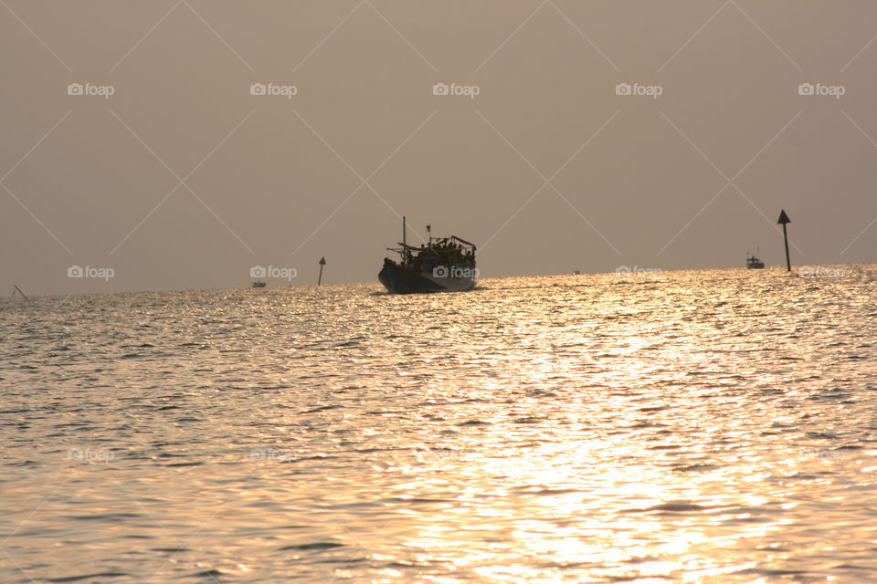 Sea, Water, Ocean, Watercraft, Sunset
