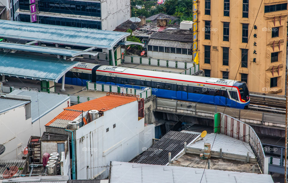 The Skytrain Station and the Cityscape of the Metropolis City Bangkok Thailand Southeast Asia