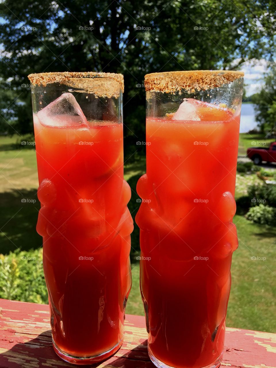   Two glasses of Ceasar cocktails 