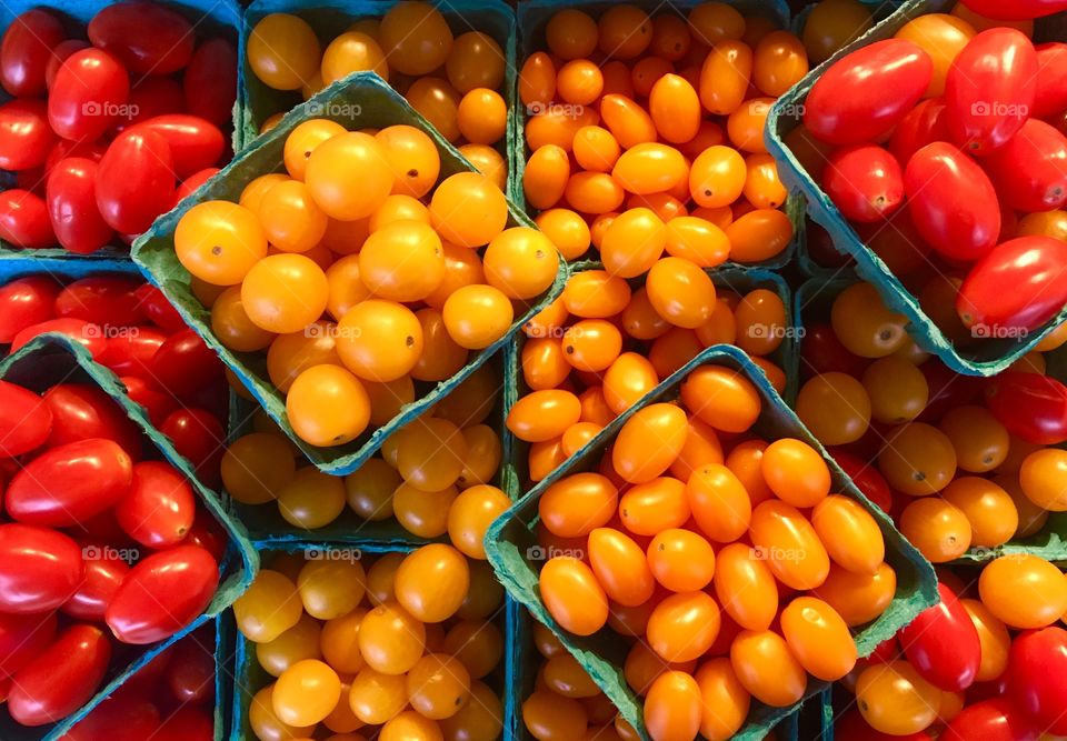 Elevated view of cherry tomatoes