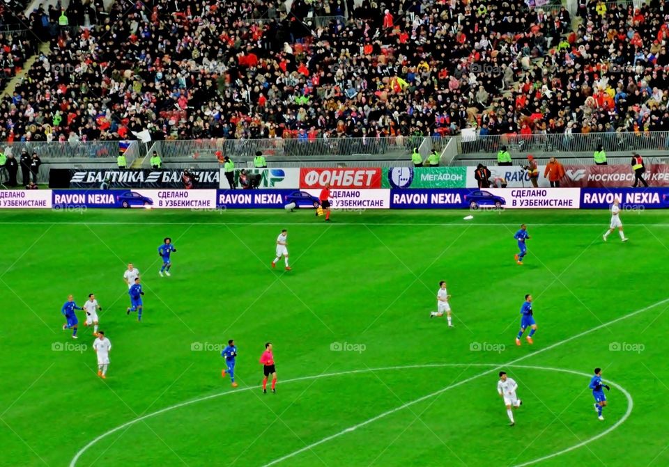 Soccer game in stadium