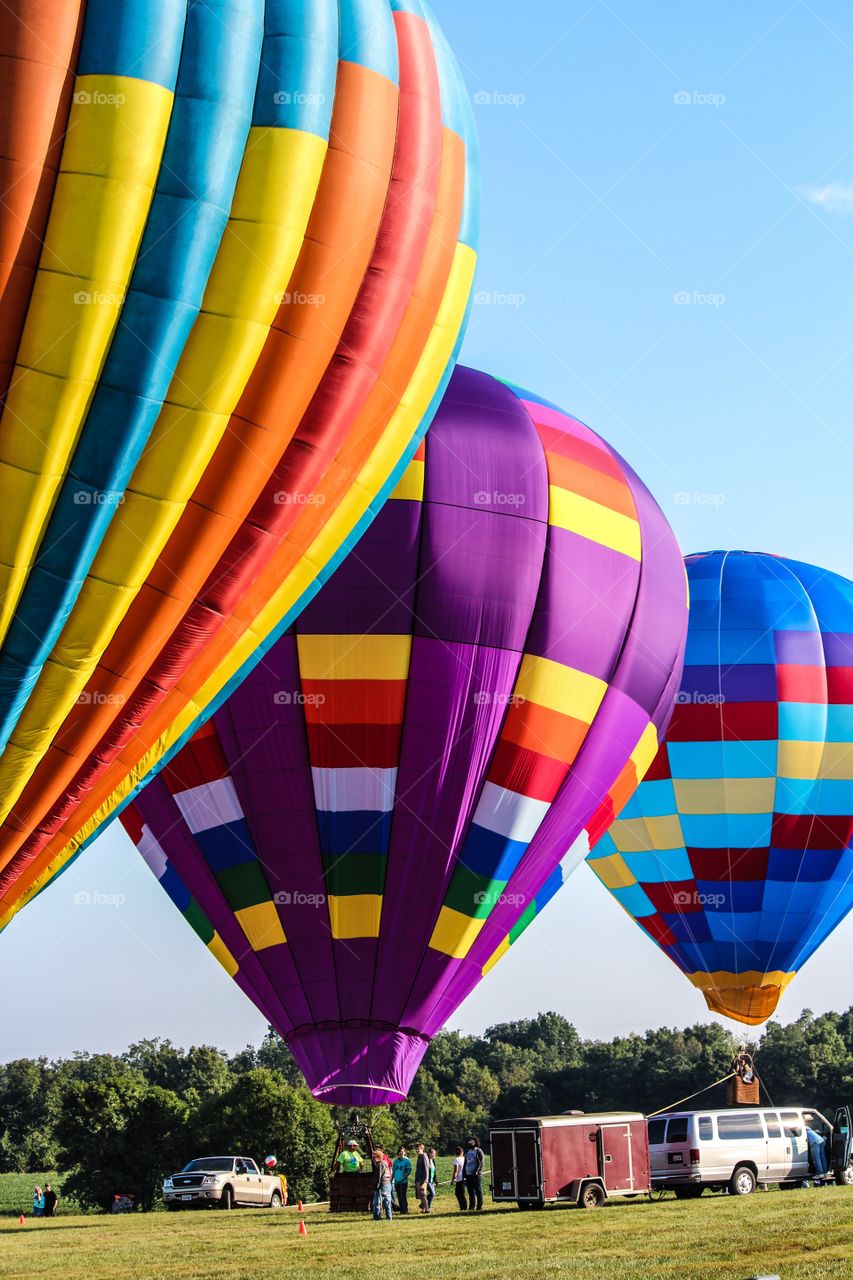 Hot air balloon flying in sky