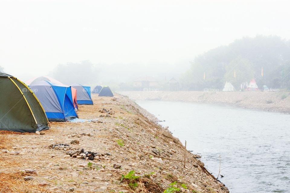 Fog in the morning in countryside Thailand.