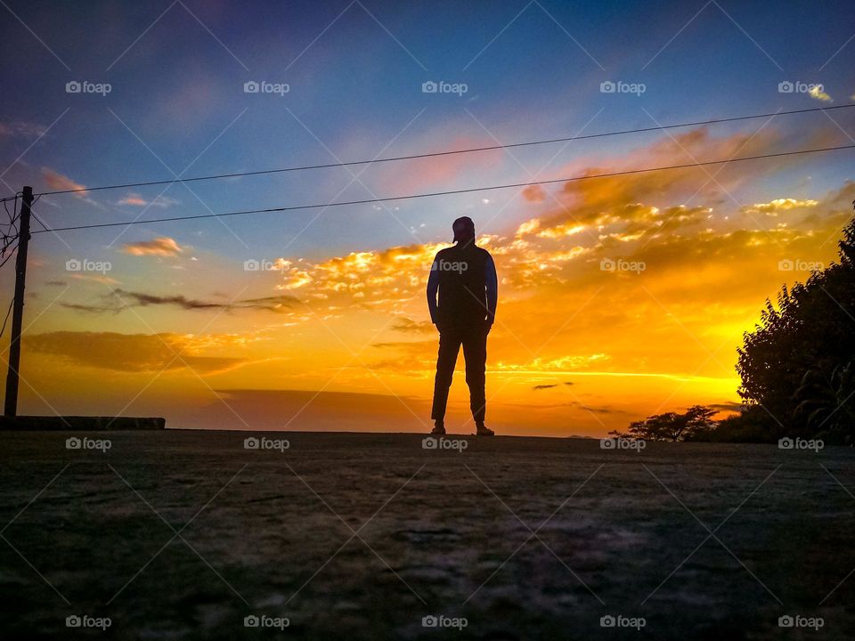 man at sunset