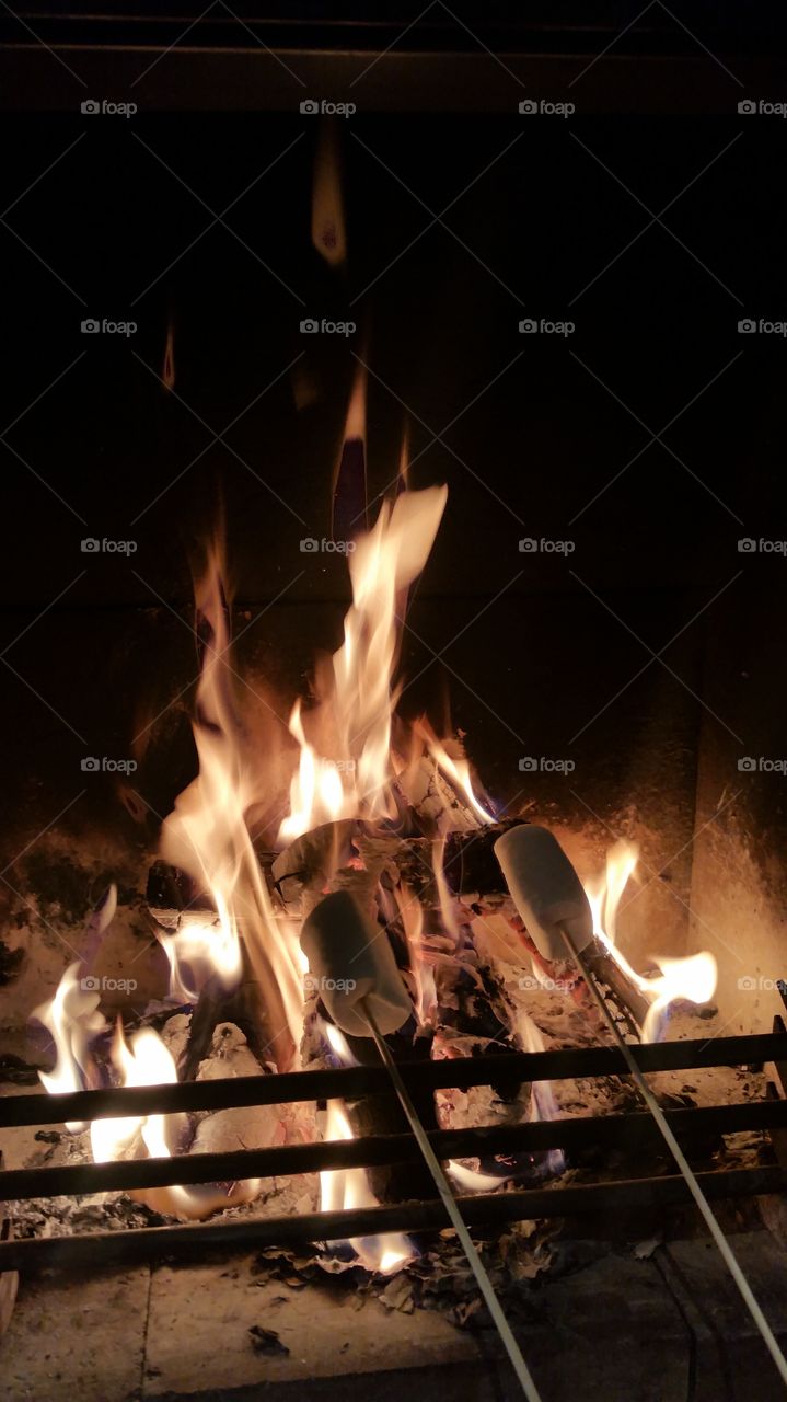melted marshmallows by fire