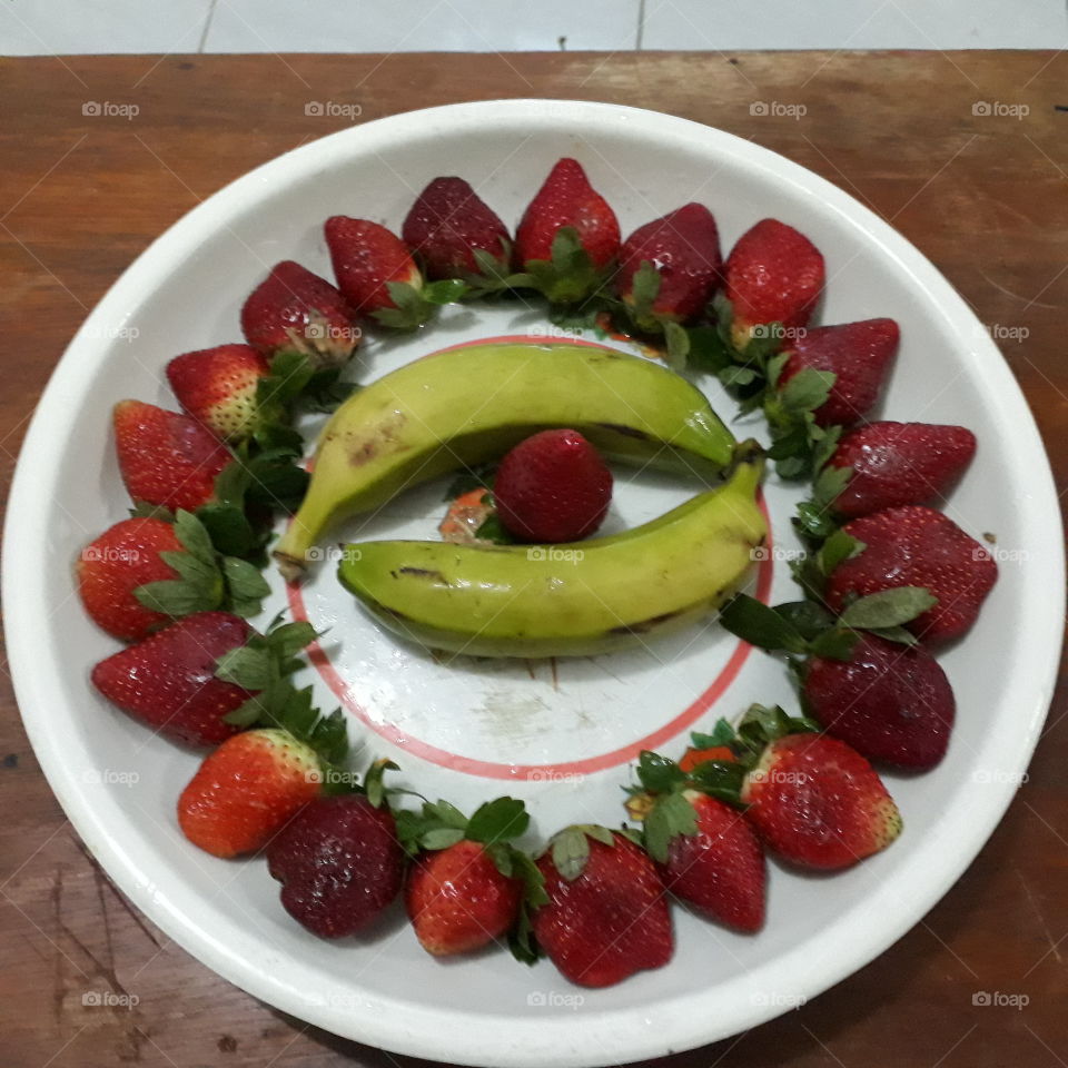Fruit delicious strawberry & panana