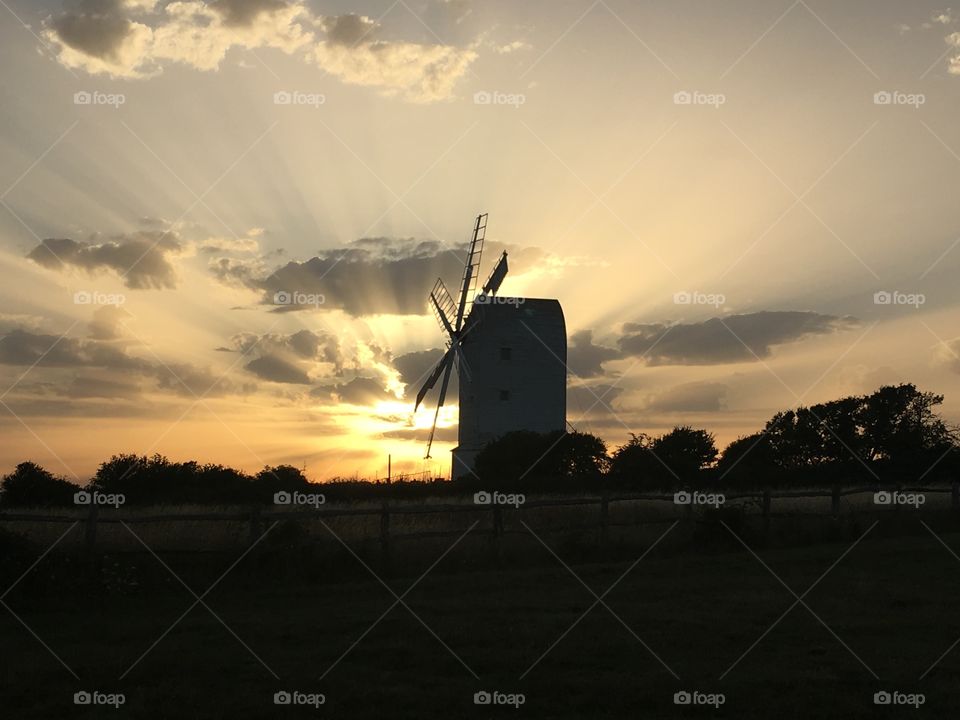 Kingston windmill at sunset, Lewes, South Downs National Park, East Sussex