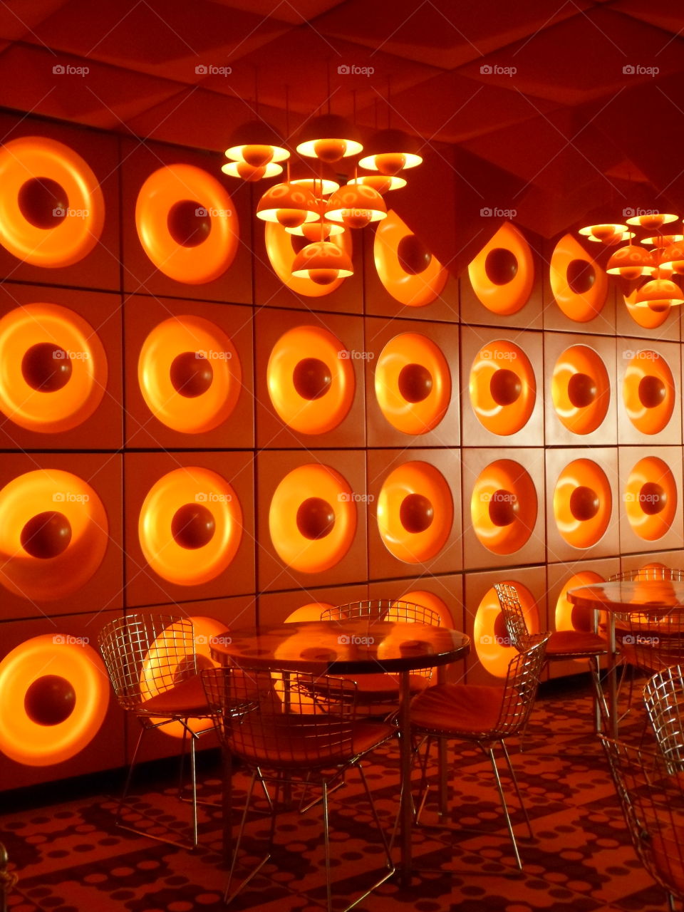 Orange interior architecture in a museum  in Hambourg in Germany