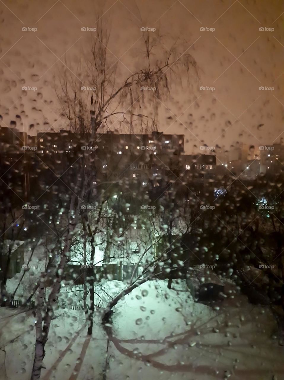 Snow outside the window