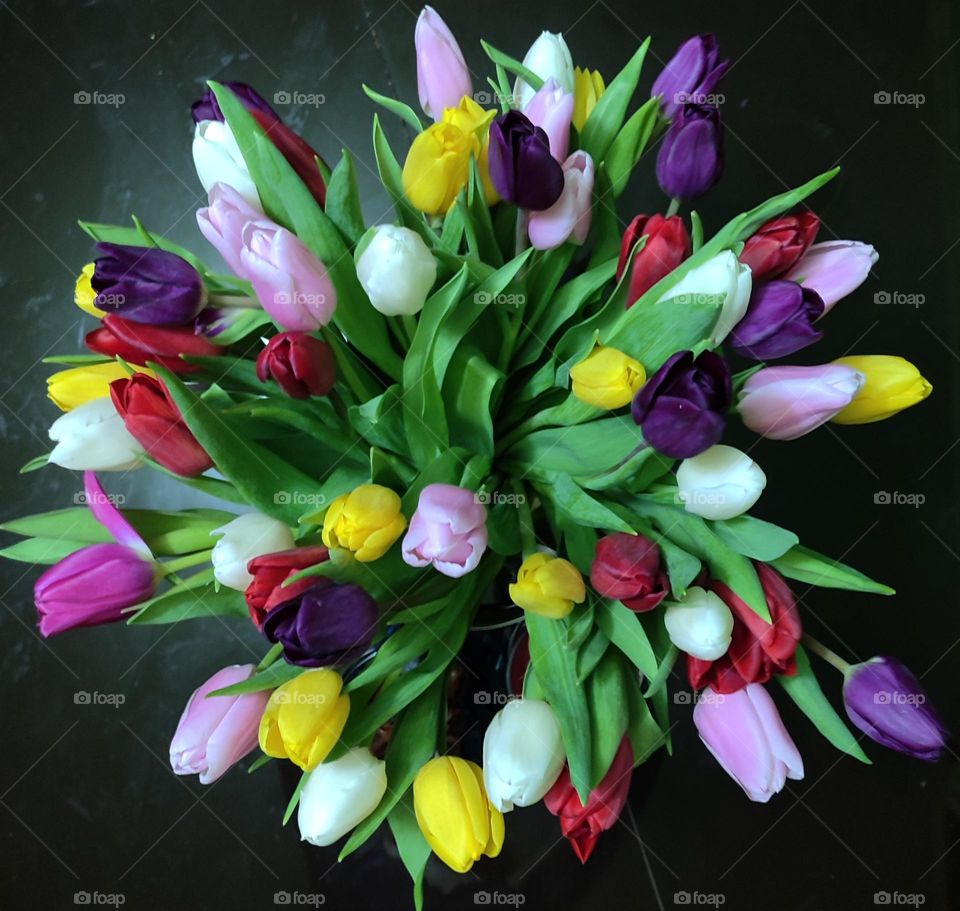 bouquet of colorful tulips