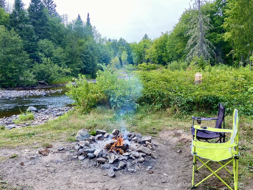 Campsite on the Sturgeon River in Michigans Upper Peninsula 