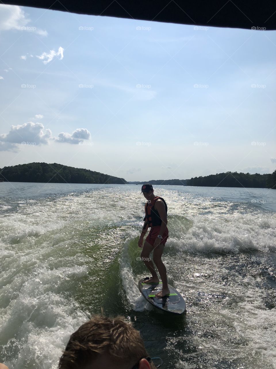 Lake surfing all day. 