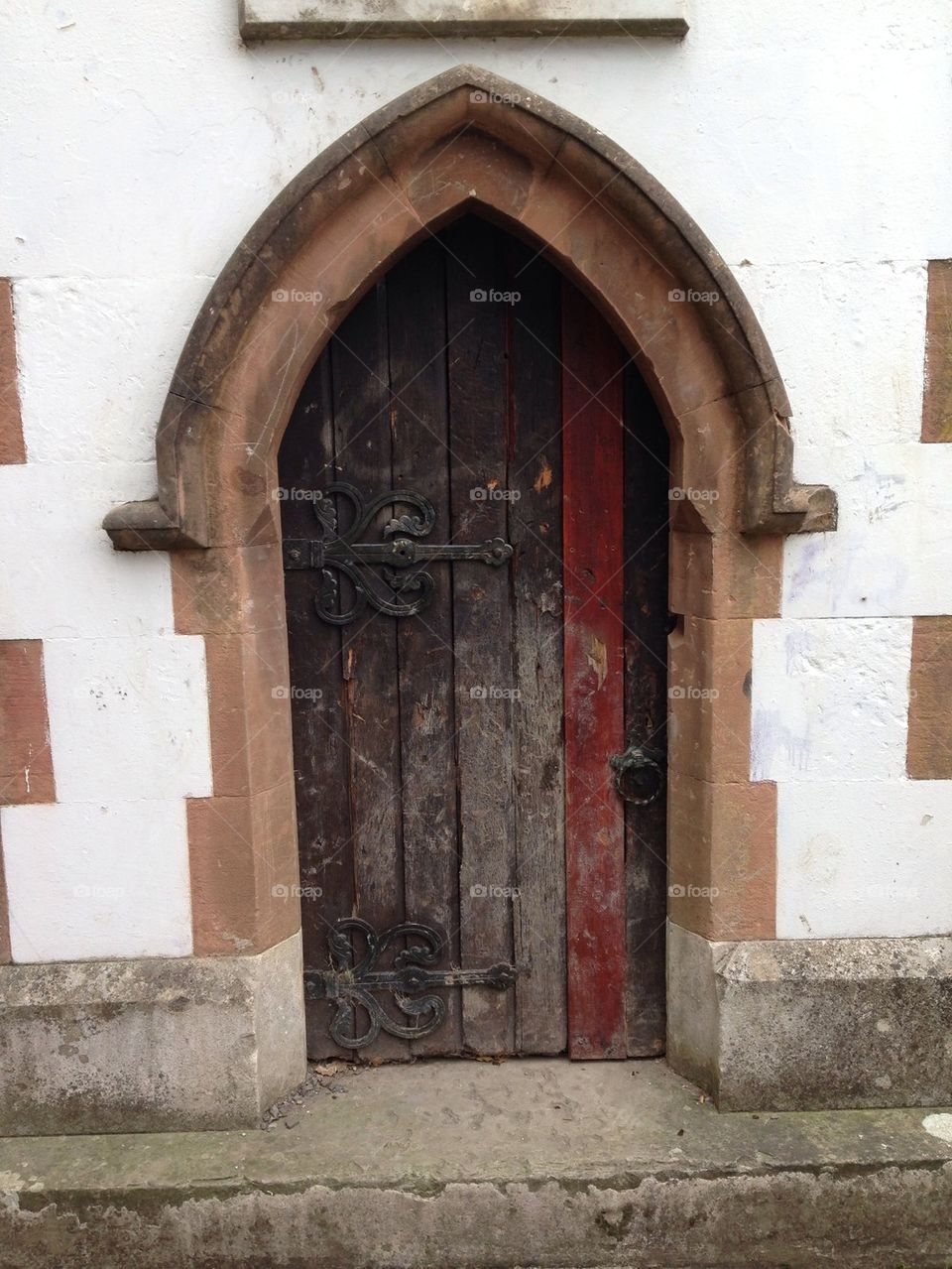 Stone doorway wooden door