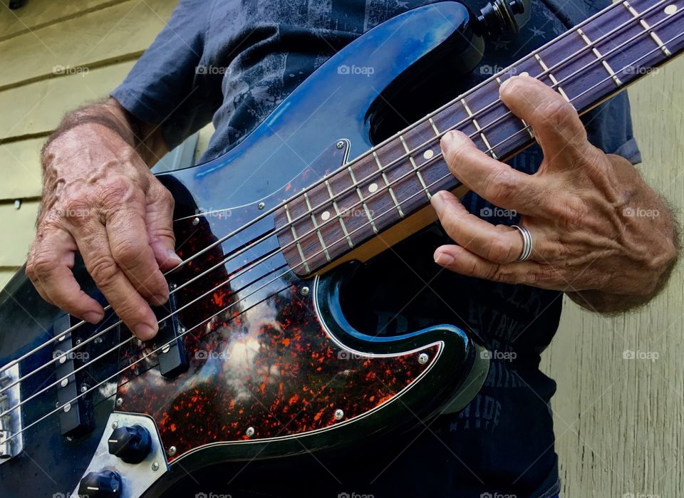 Bass guitar hands