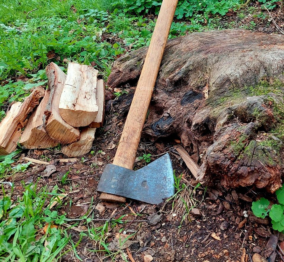 Ax and firewood