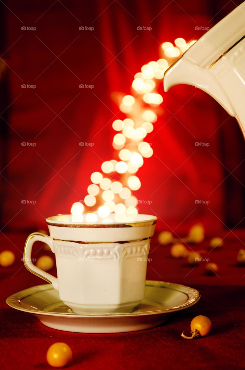 magic tea Xmas bokeh