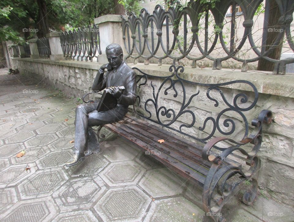 Sculpture before old synagogue in Kutaisi Georgia
