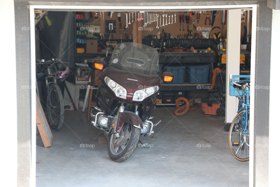 Inside a garage 