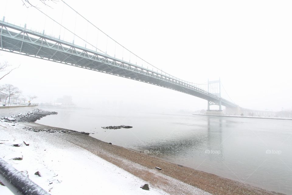 Bridge, Water, No Person, Winter, River