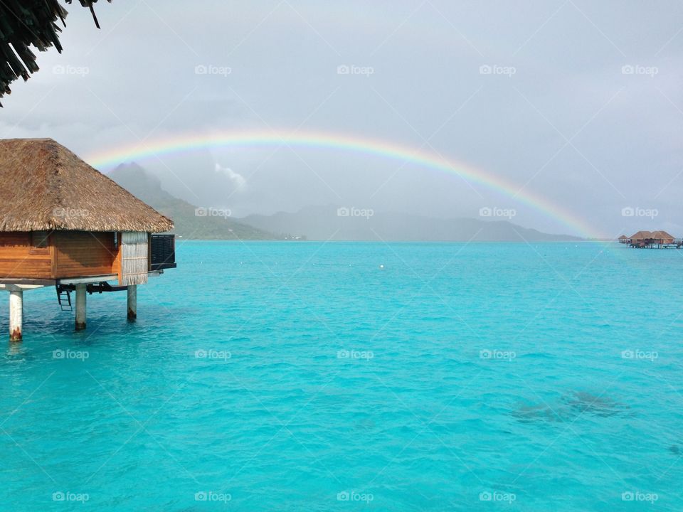 Rainbow in Paradise. Picture of a Rainbow on our honeymoon in Bora Bora