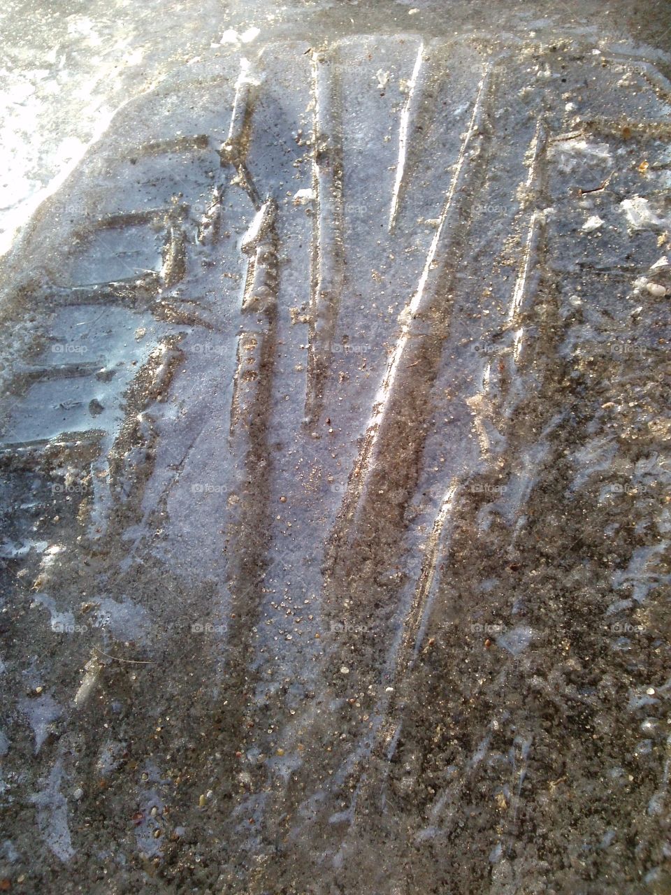 tire mark on the ice