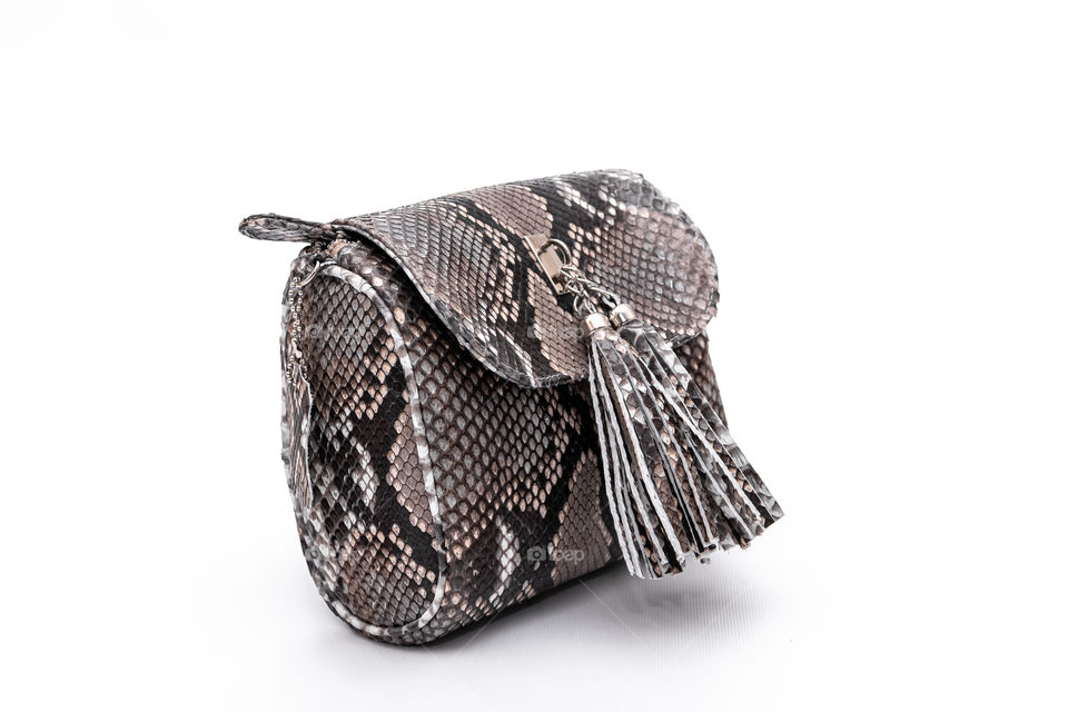 Bag made of python skin.  Handwork.