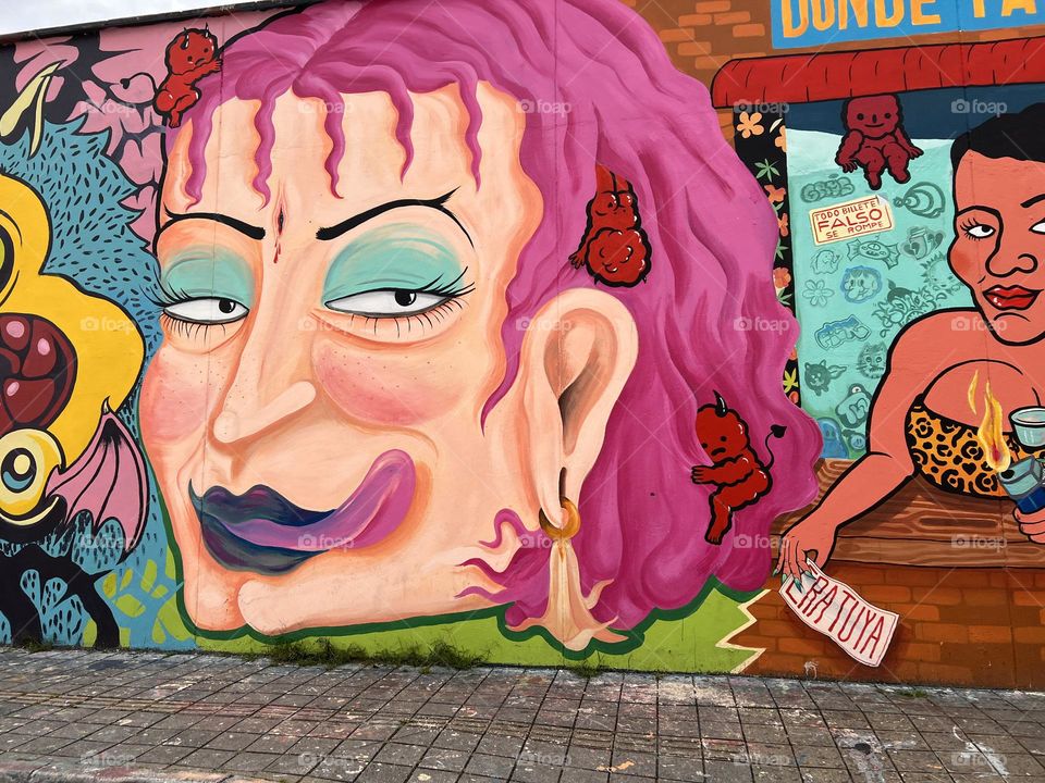 Pink hair murals 