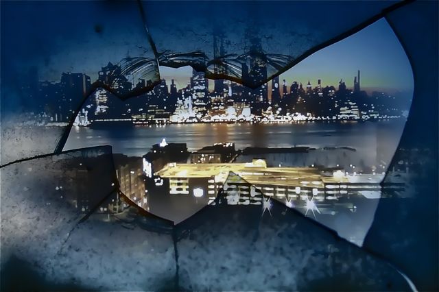 Manhattan View From Broken Window @ Jersey