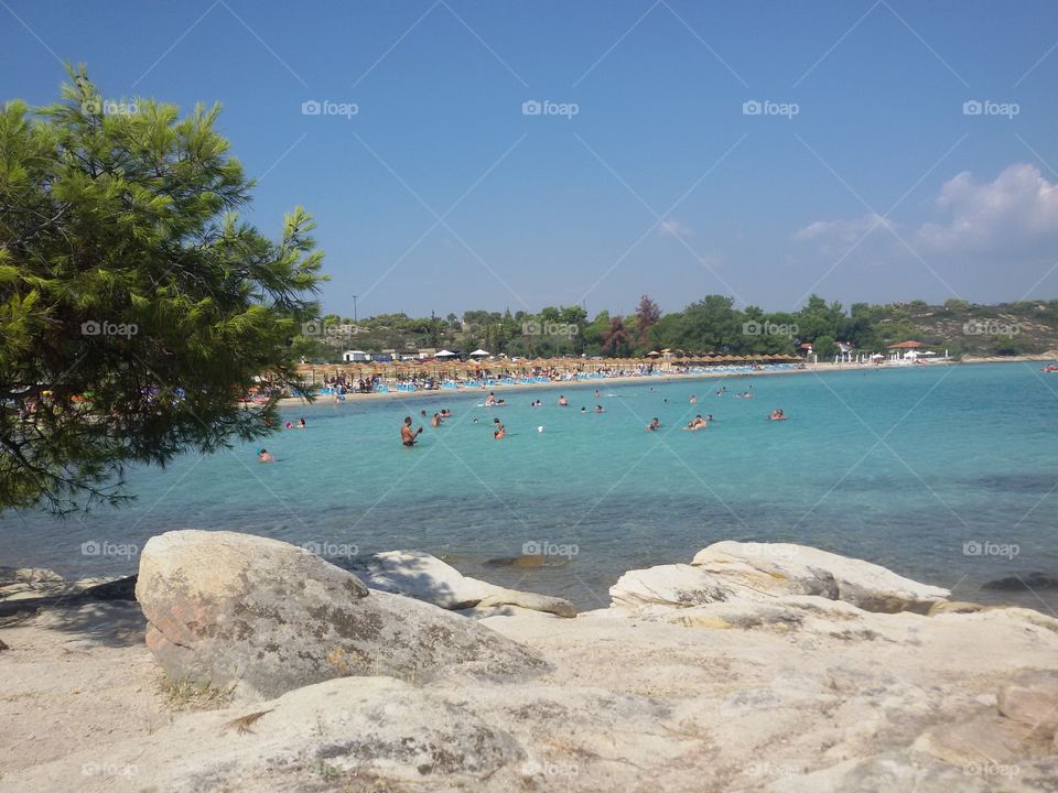 Beautiful beach with blue wate