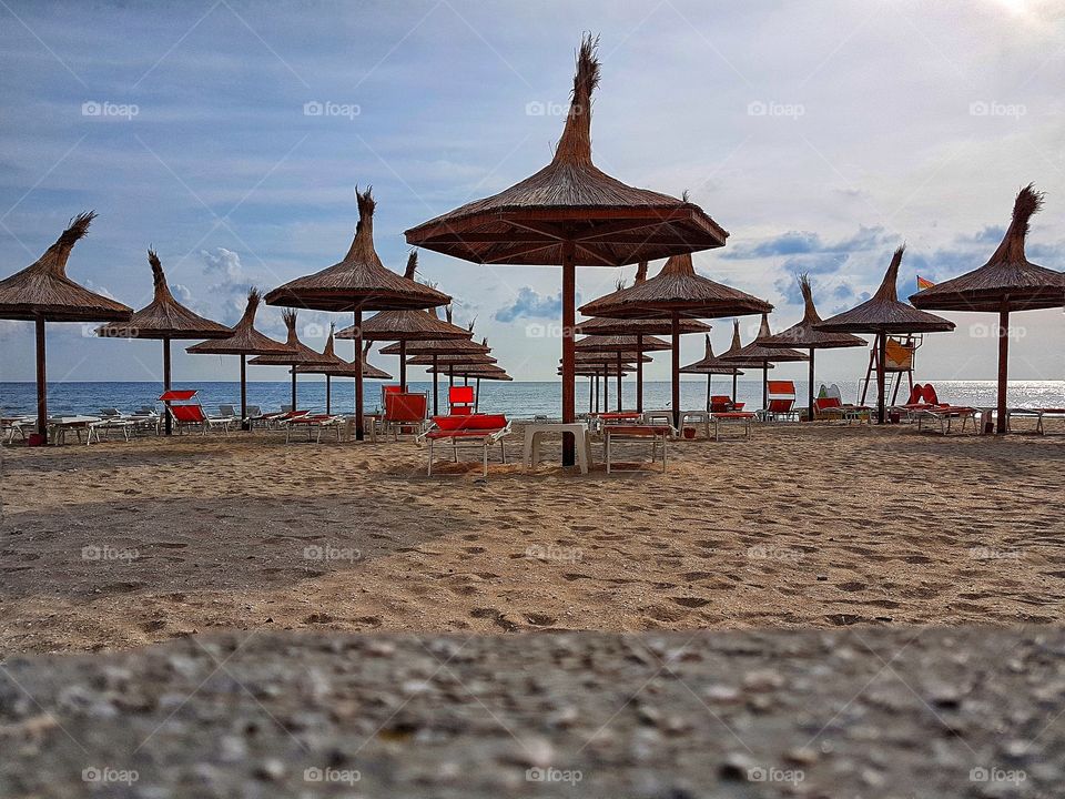 Autumn morning on the beach