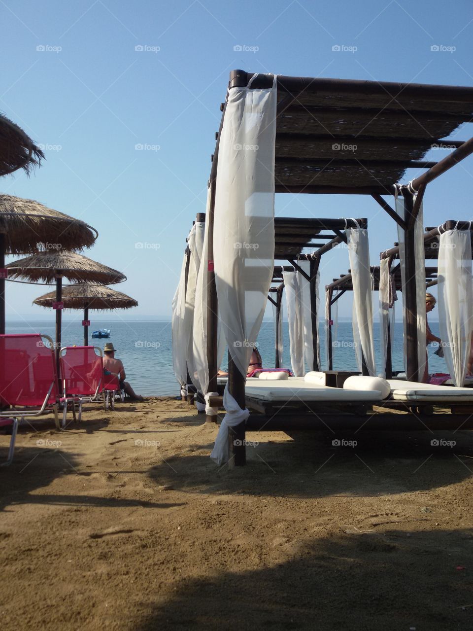 Beach sunbeds in the beach