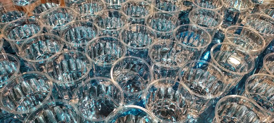 Mineral water kept ready to serve d looking like a special pattern.