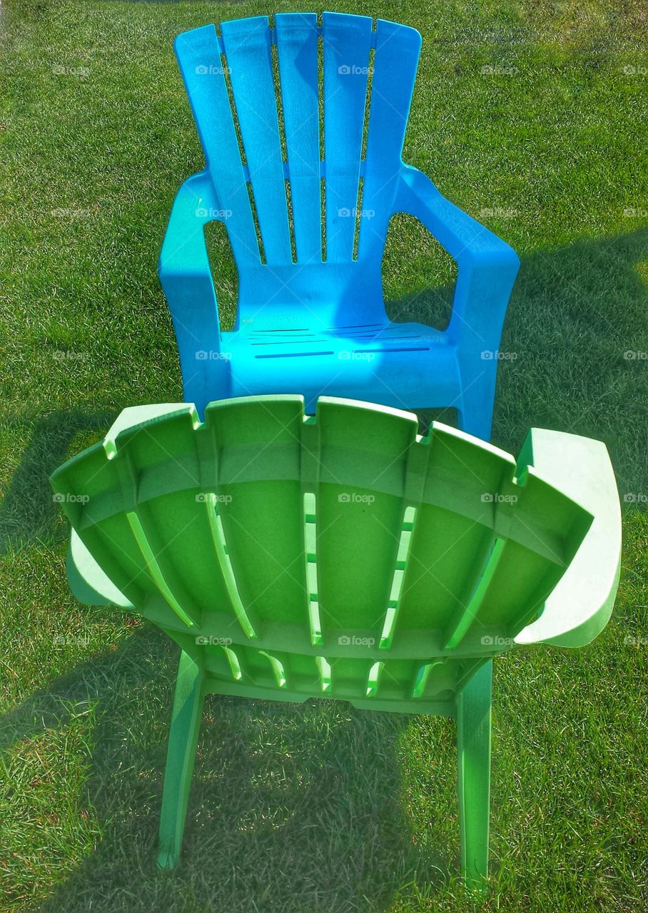 Outdoor Furniture. Bright Lawn Chairs