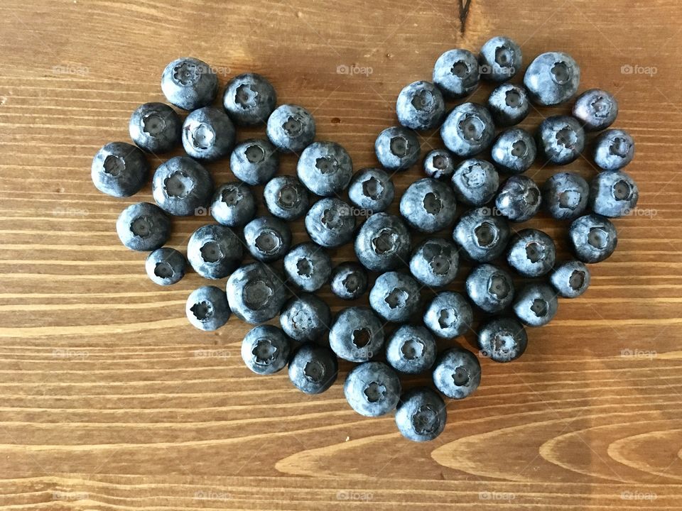 Blueberries in heart shape