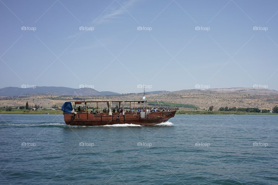 boat sailing on the lake of galilee