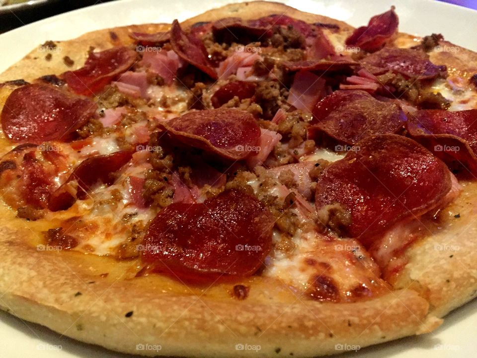 Three meat pizza