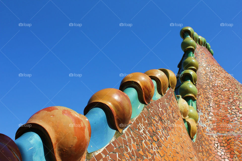 Rooftop views of barcelonas casa batllo