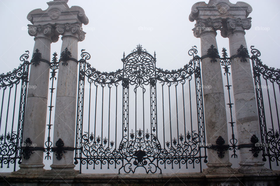 A foggy gate in Budapest