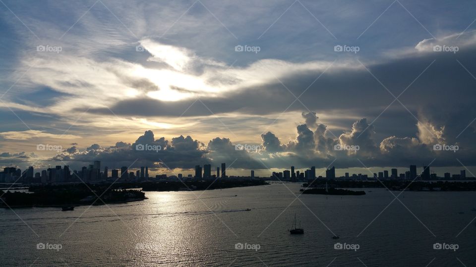 The golden hour over Miami..Suns radiating through the clouds...absolutely beautiful