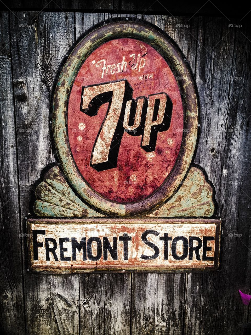 7Up sign on The Fremont Store - Fremont, MN