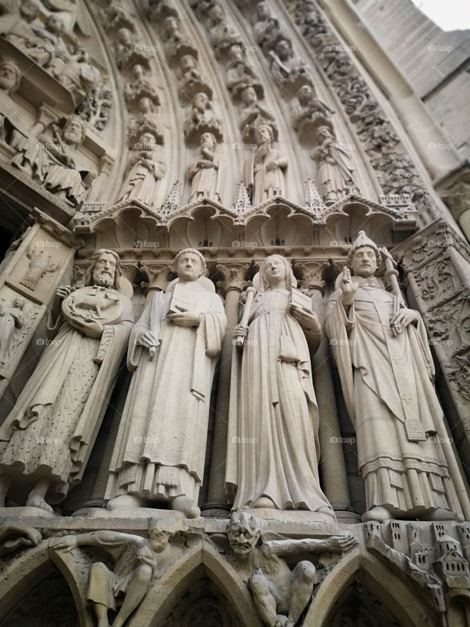 Facade of Notre Dame de paris before fire
