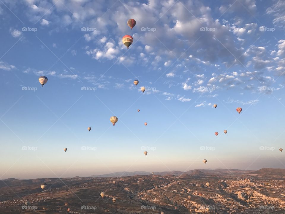   Cappadocia, turkey. Hot-air balloon ride 