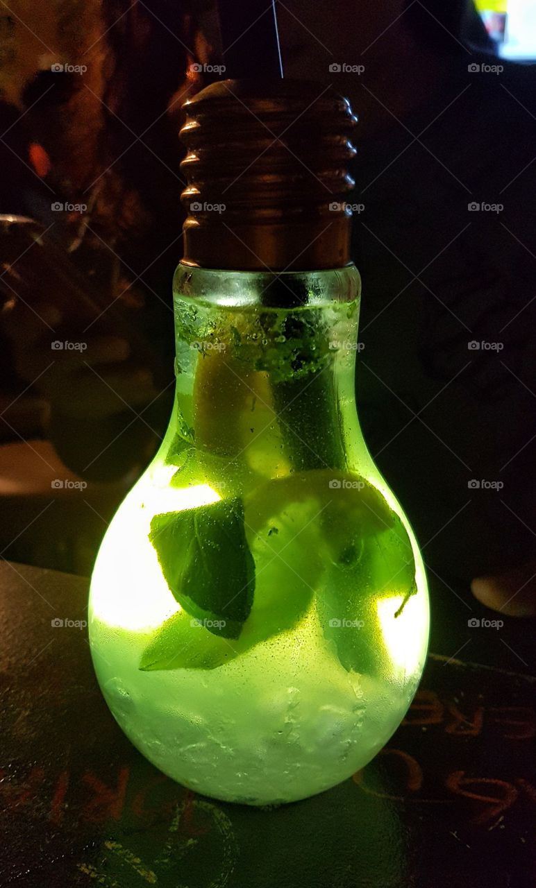 mojito in a bulb glass